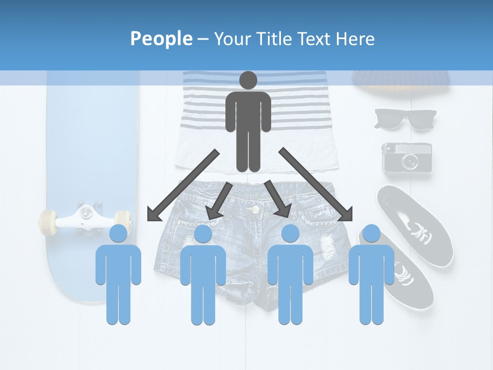 A Skateboard, Hat, Sunglasses, And A Pair Of Shorts Lay On A PowerPoint Template