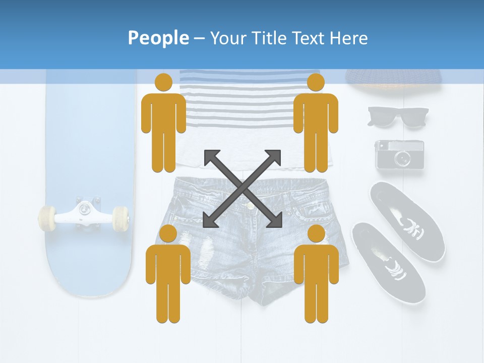 A Skateboard, Hat, Sunglasses, And A Pair Of Shorts Lay On A PowerPoint Template