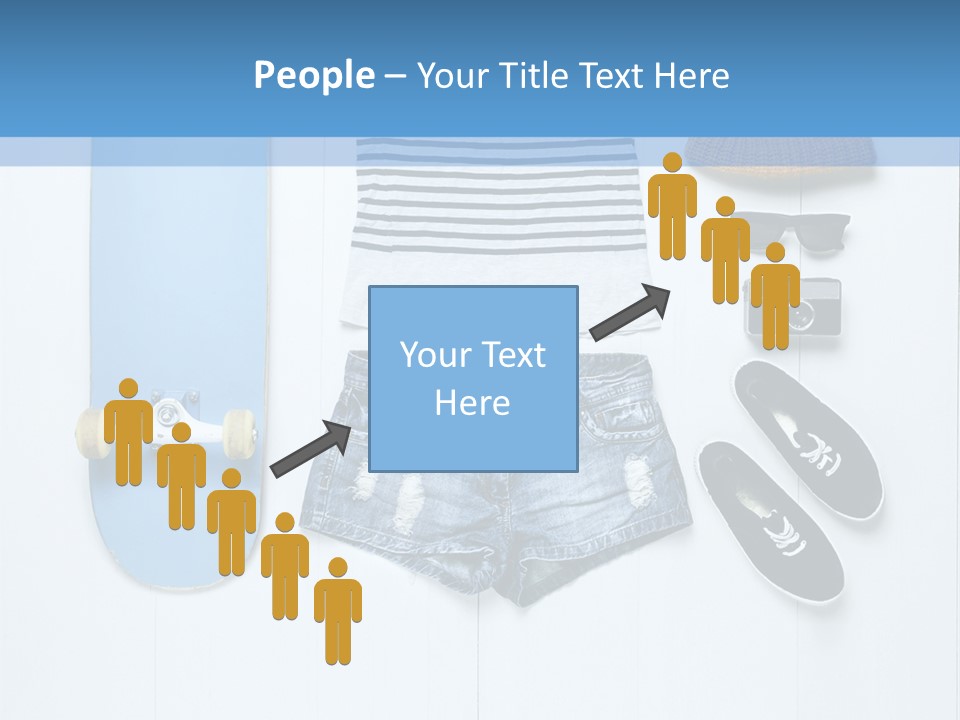 A Skateboard, Hat, Sunglasses, And A Pair Of Shorts Lay On A PowerPoint Template