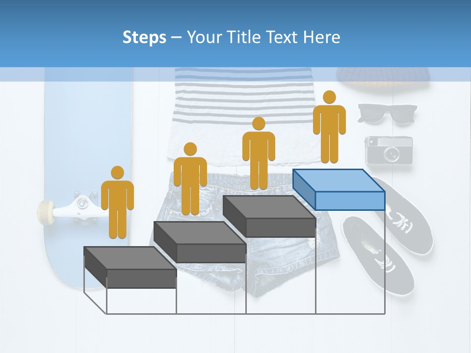 A Skateboard, Hat, Sunglasses, And A Pair Of Shorts Lay On A PowerPoint Template