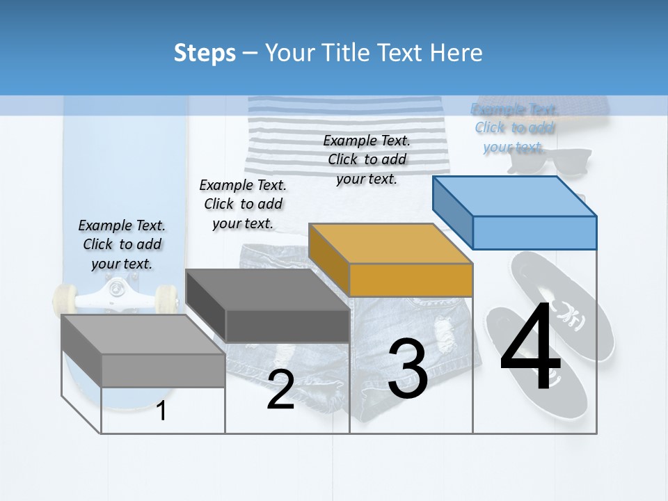A Skateboard, Hat, Sunglasses, And A Pair Of Shorts Lay On A PowerPoint Template