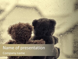 A Teddy Bear Sitting Next To Another Teddy Bear On A Rainy Day PowerPoint Template