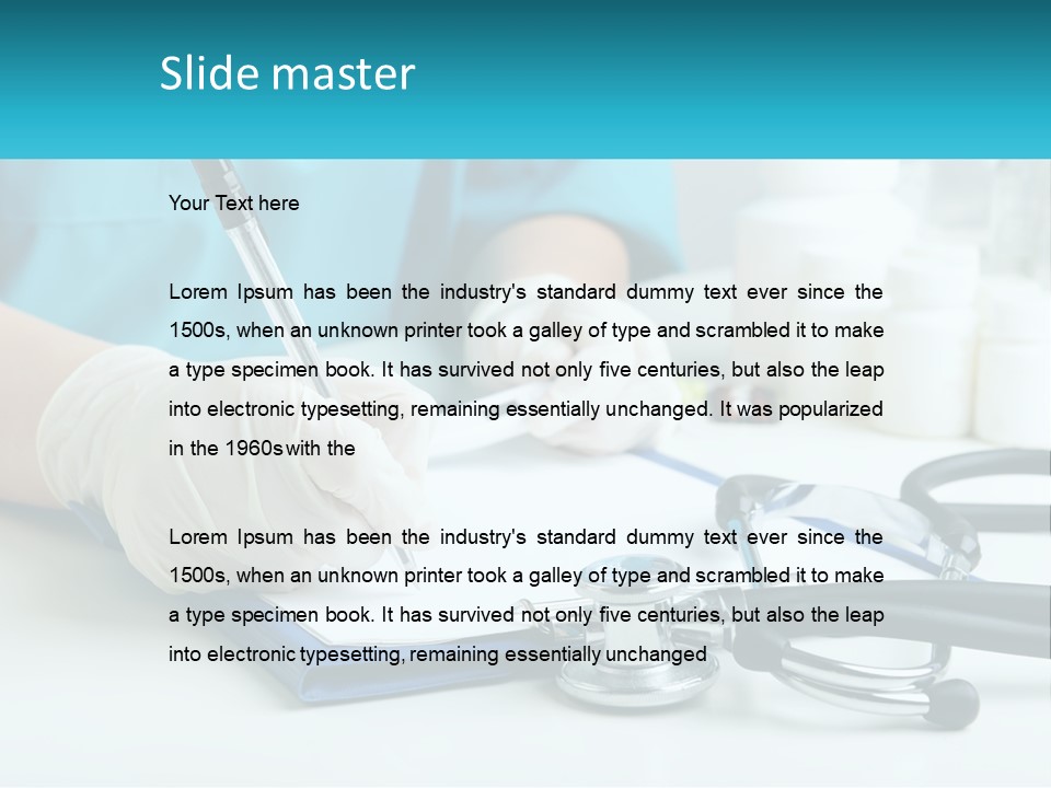 A Doctor Writing On A Clipboard With A Stethoscope PowerPoint Template