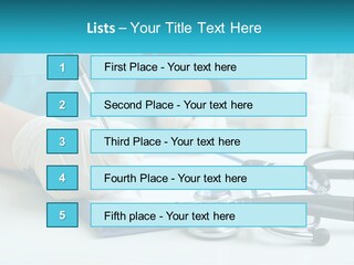 A Doctor Writing On A Clipboard With A Stethoscope PowerPoint Template