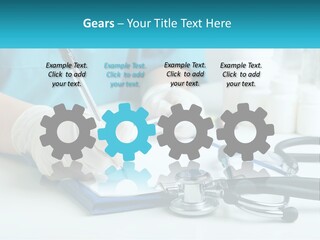 A Doctor Writing On A Clipboard With A Stethoscope PowerPoint Template