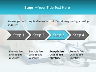 A Doctor Writing On A Clipboard With A Stethoscope PowerPoint Template