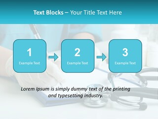 A Doctor Writing On A Clipboard With A Stethoscope PowerPoint Template