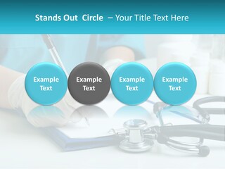 A Doctor Writing On A Clipboard With A Stethoscope PowerPoint Template
