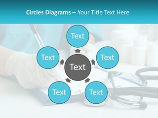 A Doctor Writing On A Clipboard With A Stethoscope PowerPoint Template