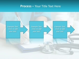 A Doctor Writing On A Clipboard With A Stethoscope PowerPoint Template