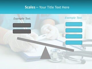 A Doctor Writing On A Clipboard With A Stethoscope PowerPoint Template