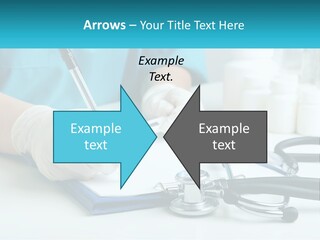 A Doctor Writing On A Clipboard With A Stethoscope PowerPoint Template