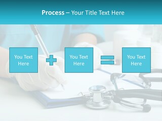 A Doctor Writing On A Clipboard With A Stethoscope PowerPoint Template