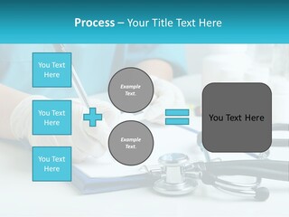 A Doctor Writing On A Clipboard With A Stethoscope PowerPoint Template