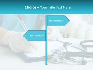 A Doctor Writing On A Clipboard With A Stethoscope PowerPoint Template