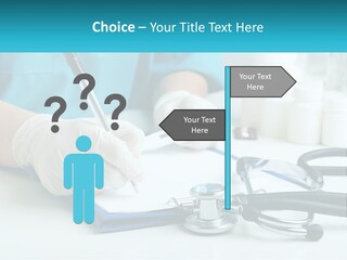 A Doctor Writing On A Clipboard With A Stethoscope PowerPoint Template