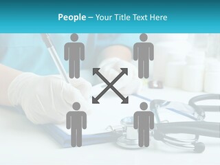 A Doctor Writing On A Clipboard With A Stethoscope PowerPoint Template