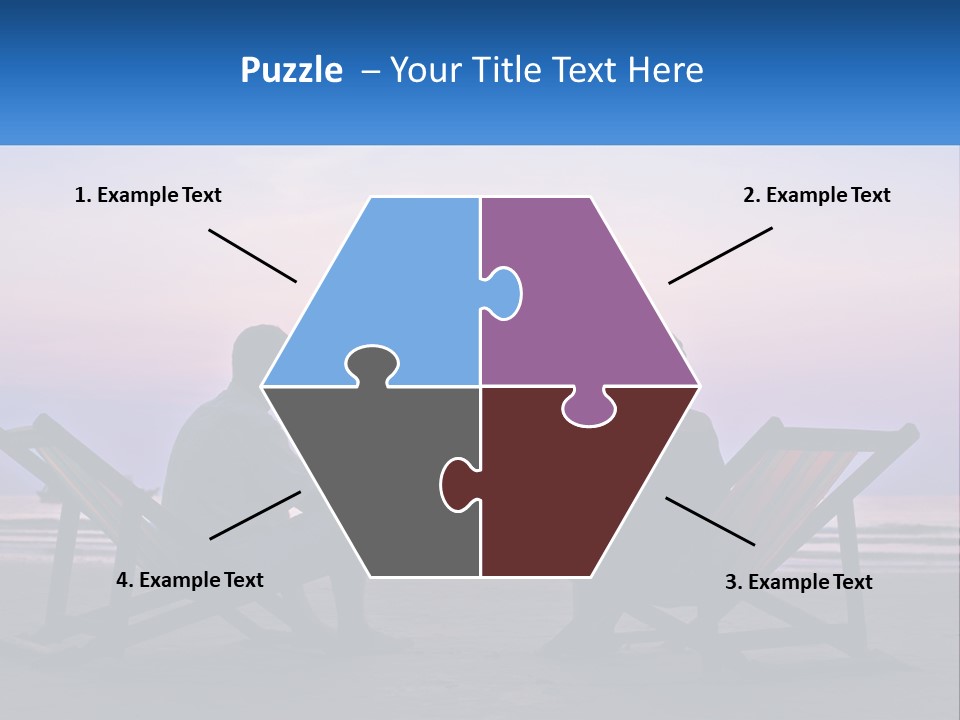 A Man And A Woman Sitting On Beach Chairs At Sunset PowerPoint Template