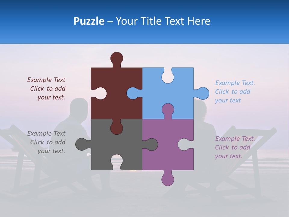 A Man And A Woman Sitting On Beach Chairs At Sunset PowerPoint Template