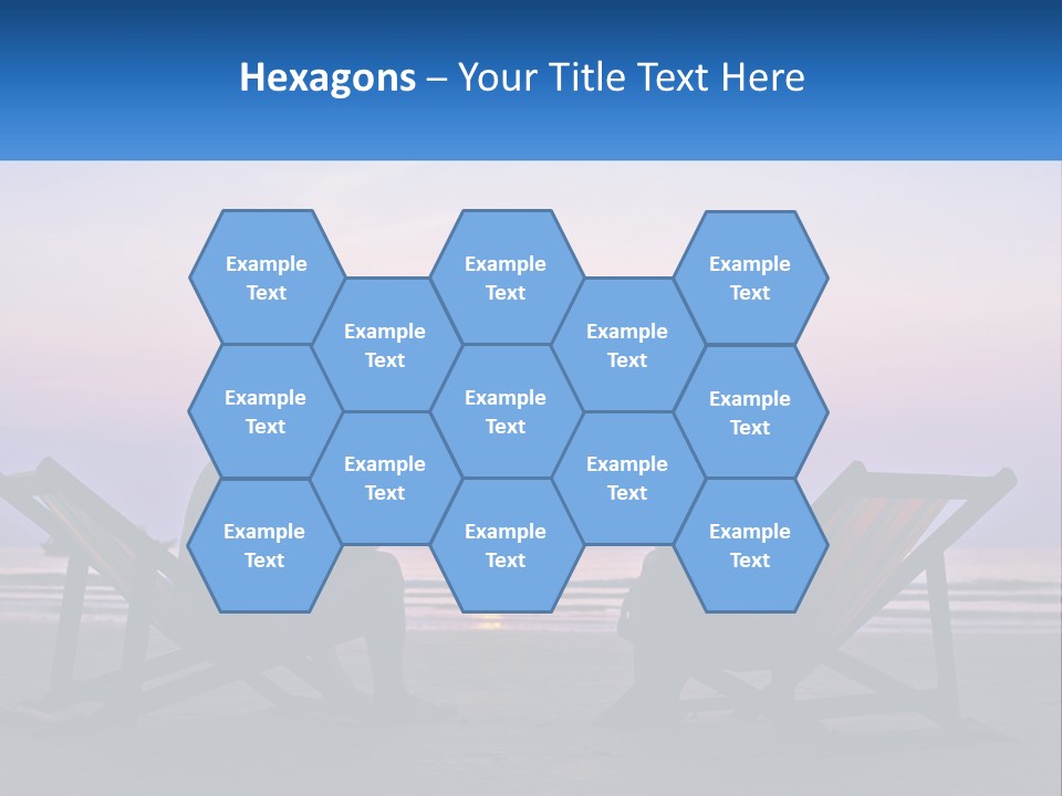 A Man And A Woman Sitting On Beach Chairs At Sunset PowerPoint Template