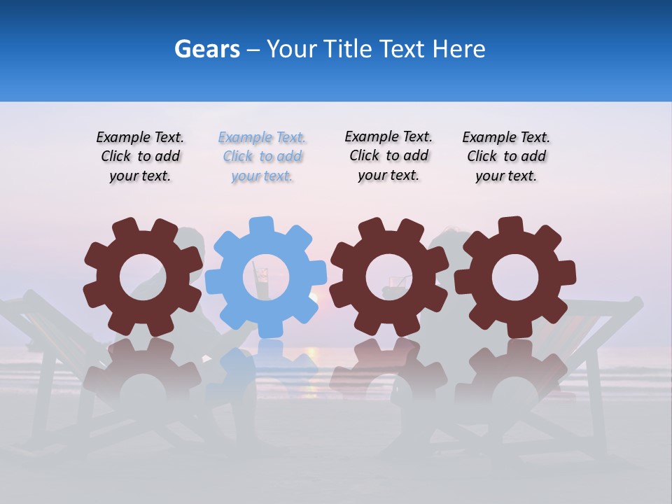 A Man And A Woman Sitting On Beach Chairs At Sunset PowerPoint Template