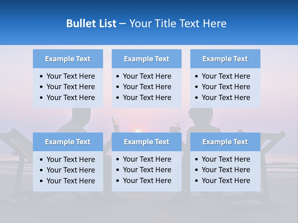 A Man And A Woman Sitting On Beach Chairs At Sunset PowerPoint Template