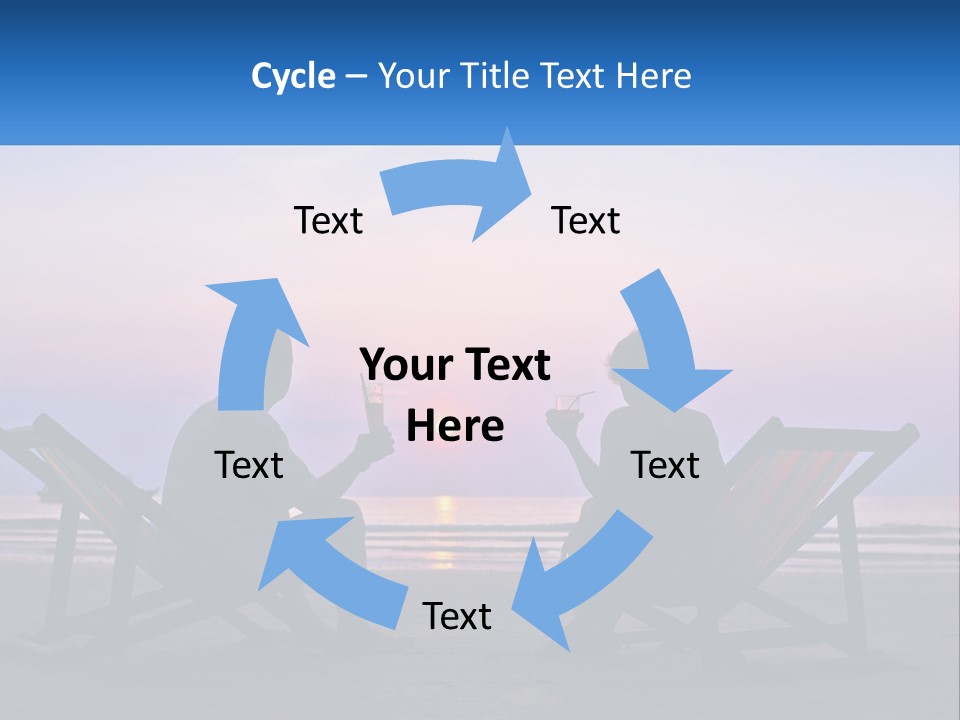 A Man And A Woman Sitting On Beach Chairs At Sunset PowerPoint Template