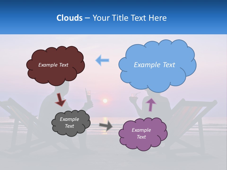 A Man And A Woman Sitting On Beach Chairs At Sunset PowerPoint Template