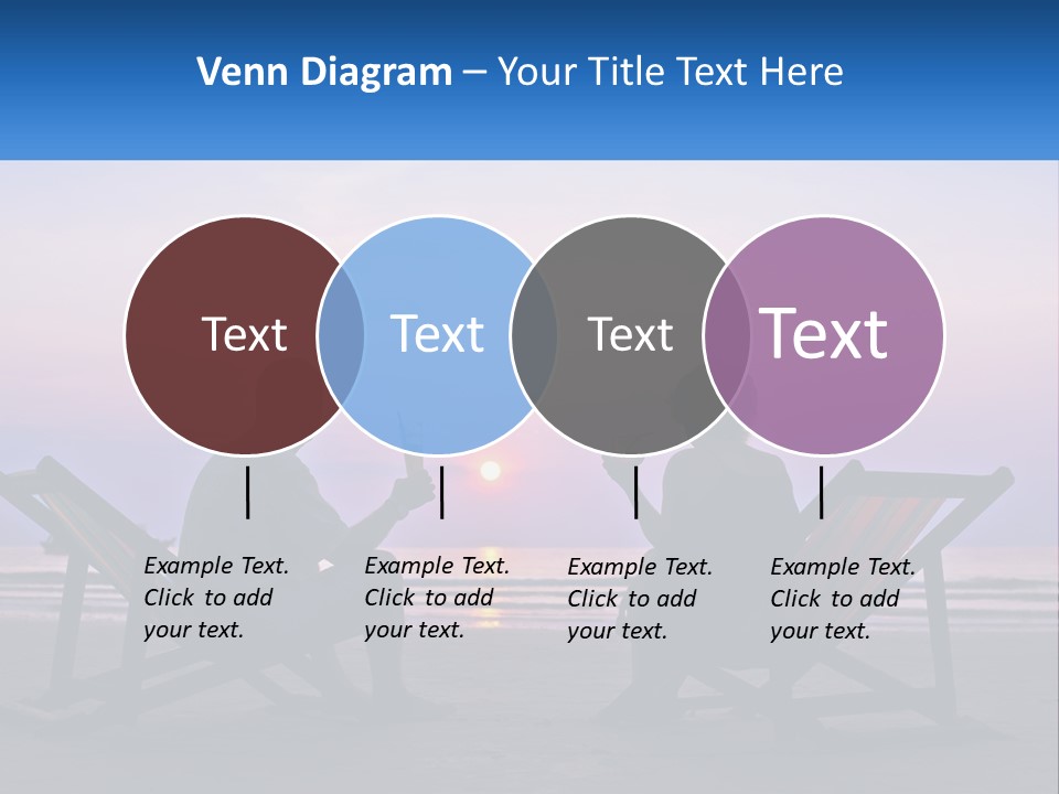 A Man And A Woman Sitting On Beach Chairs At Sunset PowerPoint Template