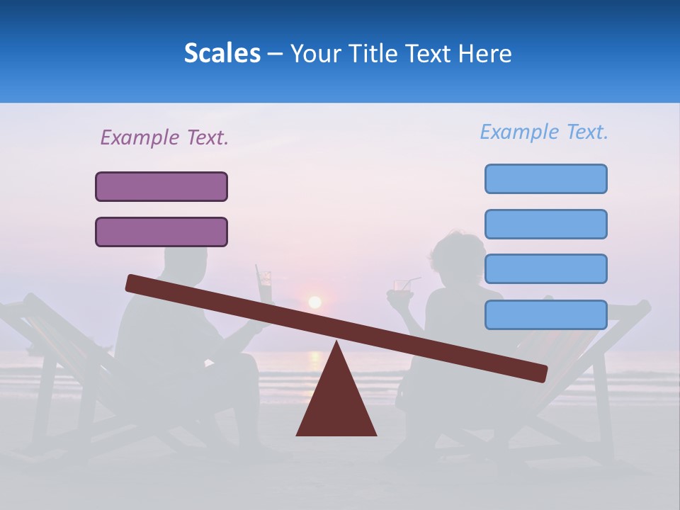A Man And A Woman Sitting On Beach Chairs At Sunset PowerPoint Template