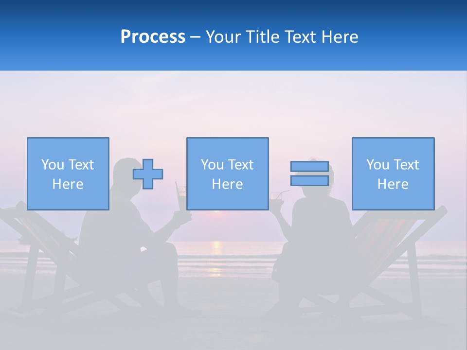 A Man And A Woman Sitting On Beach Chairs At Sunset PowerPoint Template