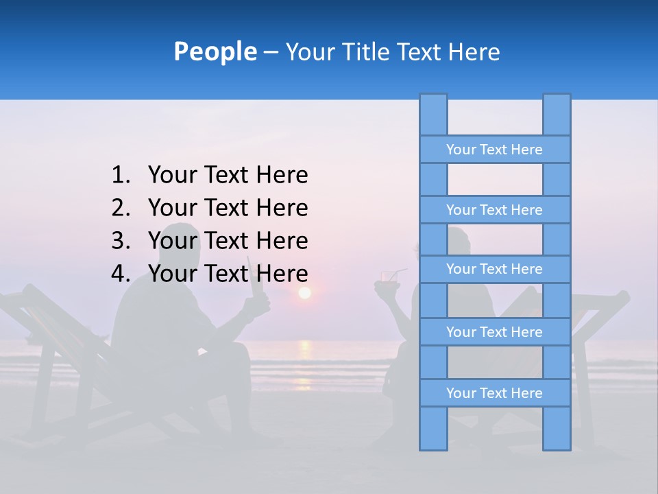 A Man And A Woman Sitting On Beach Chairs At Sunset PowerPoint Template