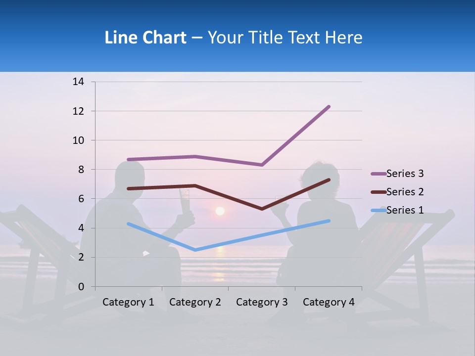 A Man And A Woman Sitting On Beach Chairs At Sunset PowerPoint Template