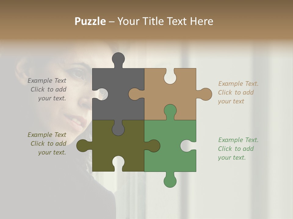 A Woman Looking Out Of A Window With A Curtain PowerPoint Template