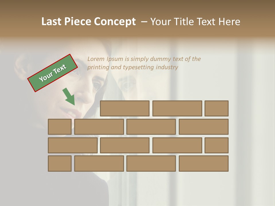 A Woman Looking Out Of A Window With A Curtain PowerPoint Template