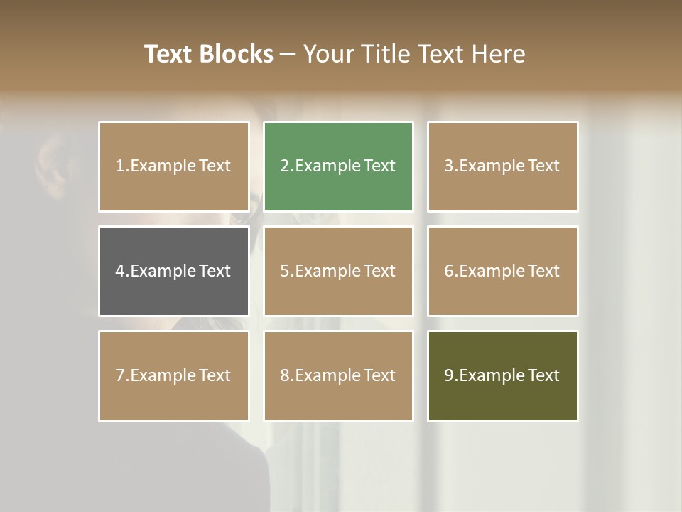 A Woman Looking Out Of A Window With A Curtain PowerPoint Template