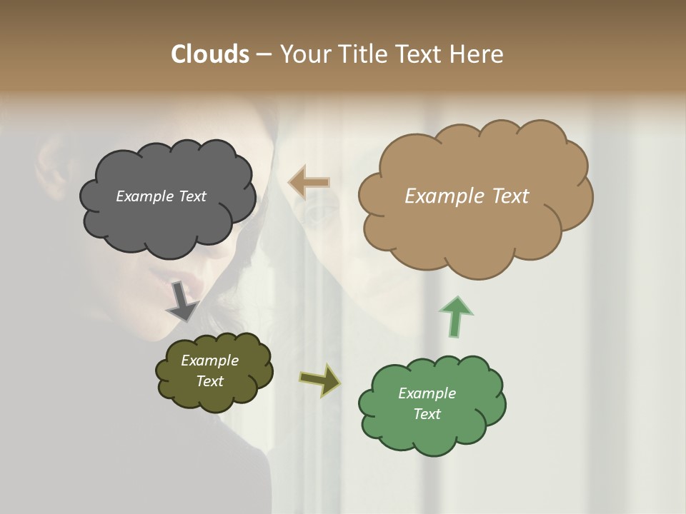A Woman Looking Out Of A Window With A Curtain PowerPoint Template