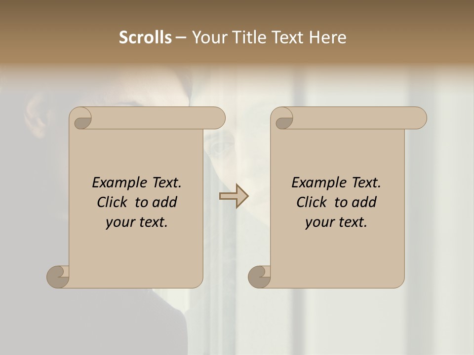 A Woman Looking Out Of A Window With A Curtain PowerPoint Template