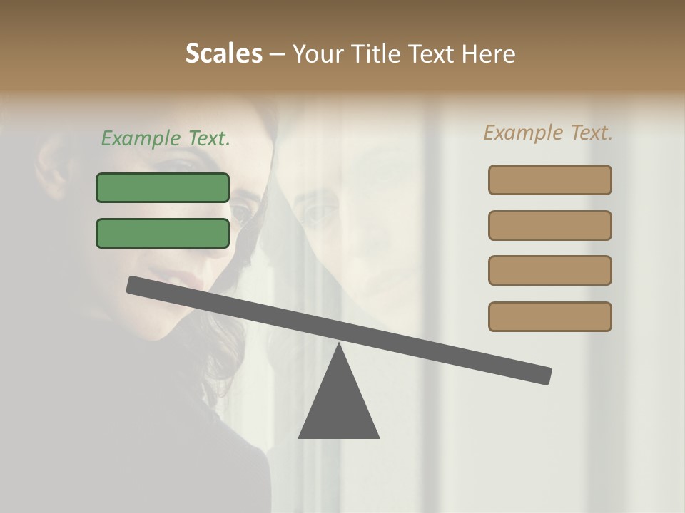 A Woman Looking Out Of A Window With A Curtain PowerPoint Template