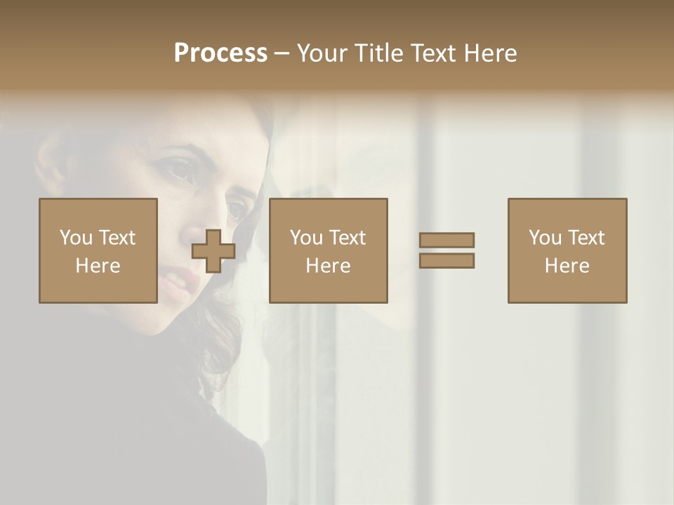 A Woman Looking Out Of A Window With A Curtain PowerPoint Template