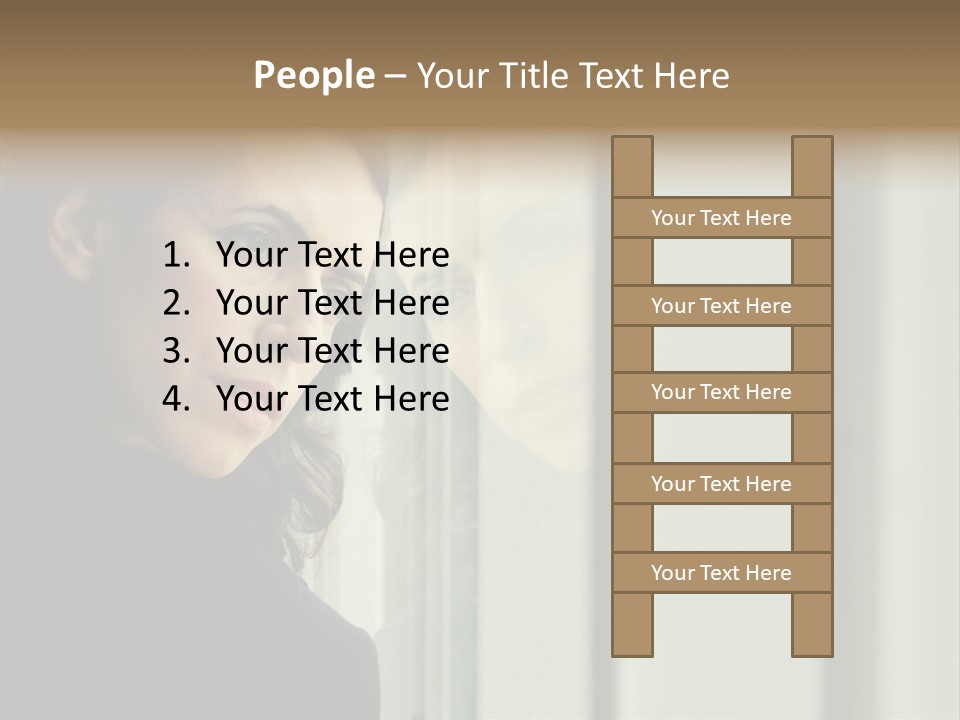 A Woman Looking Out Of A Window With A Curtain PowerPoint Template