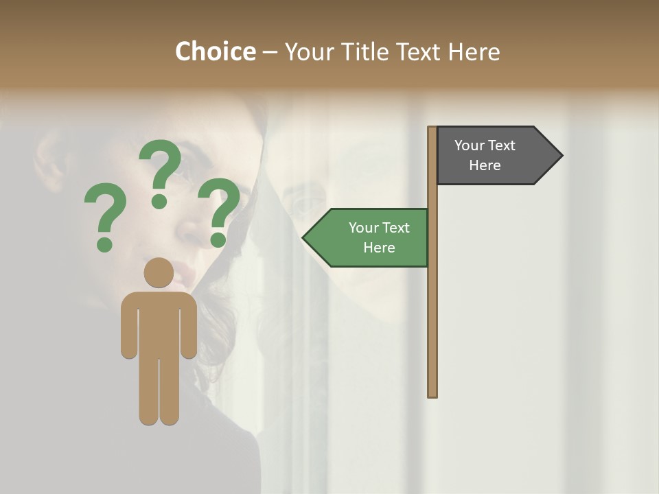 A Woman Looking Out Of A Window With A Curtain PowerPoint Template