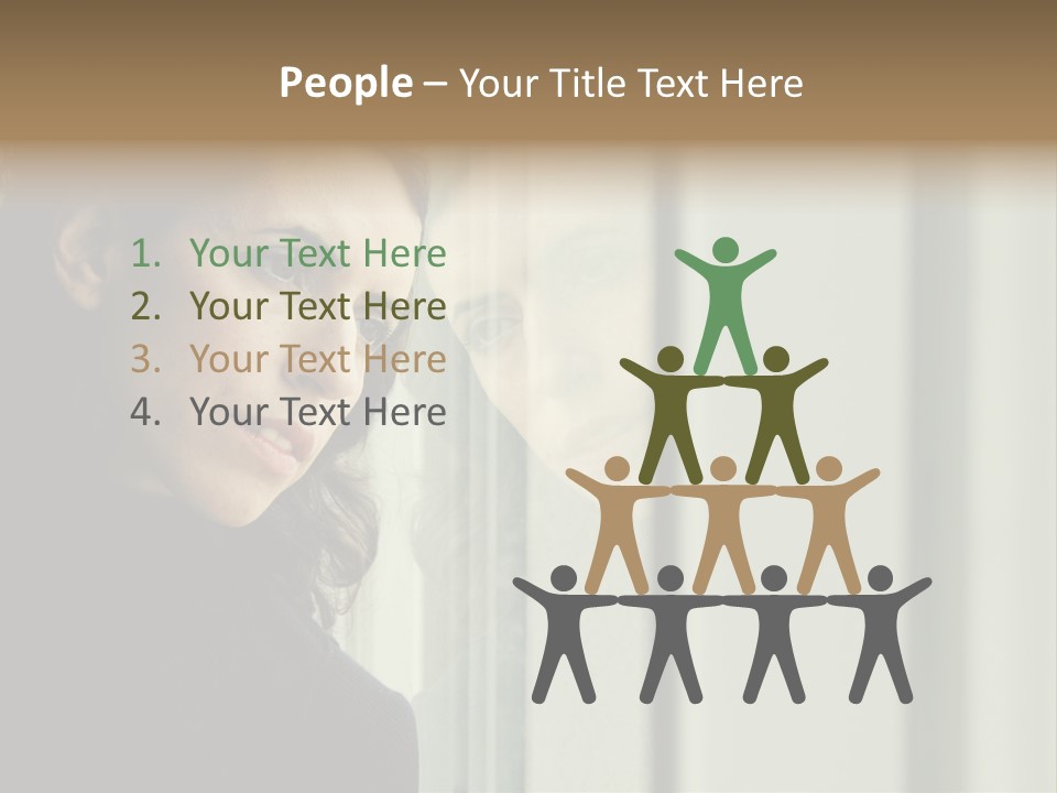 A Woman Looking Out Of A Window With A Curtain PowerPoint Template