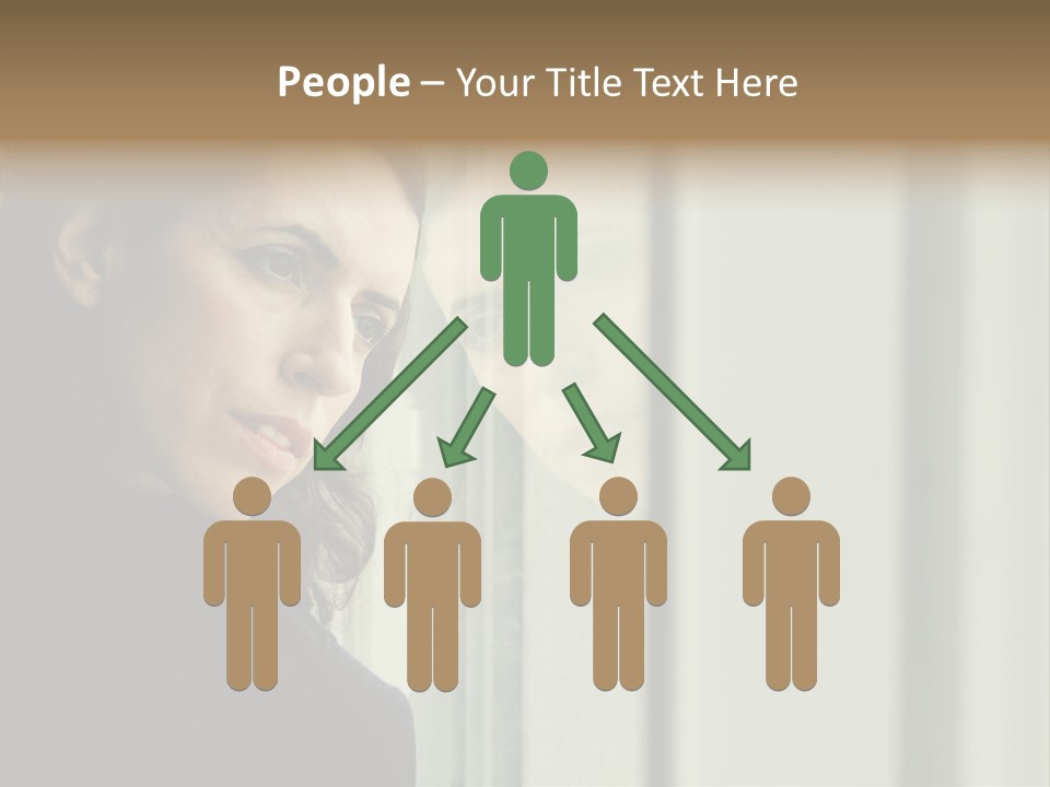 A Woman Looking Out Of A Window With A Curtain PowerPoint Template