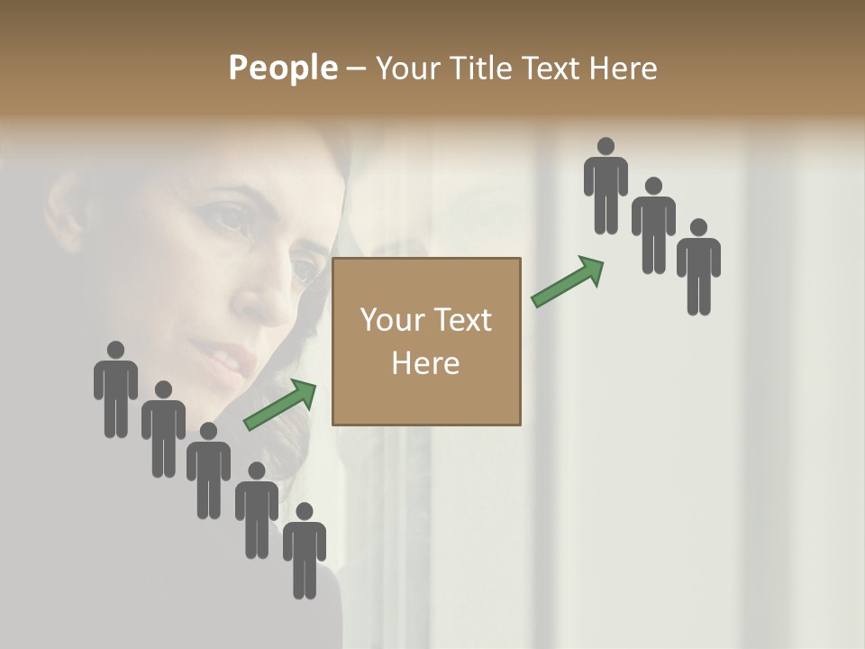 A Woman Looking Out Of A Window With A Curtain PowerPoint Template