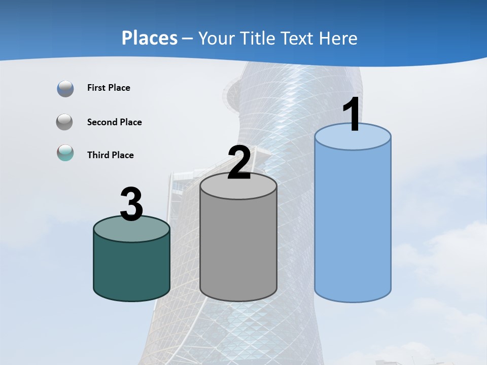 A Large Blue Building With A Sky Background PowerPoint Template