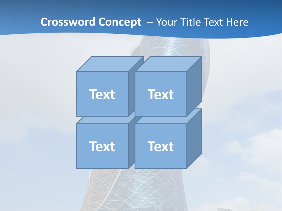 A Large Blue Building With A Sky Background PowerPoint Template