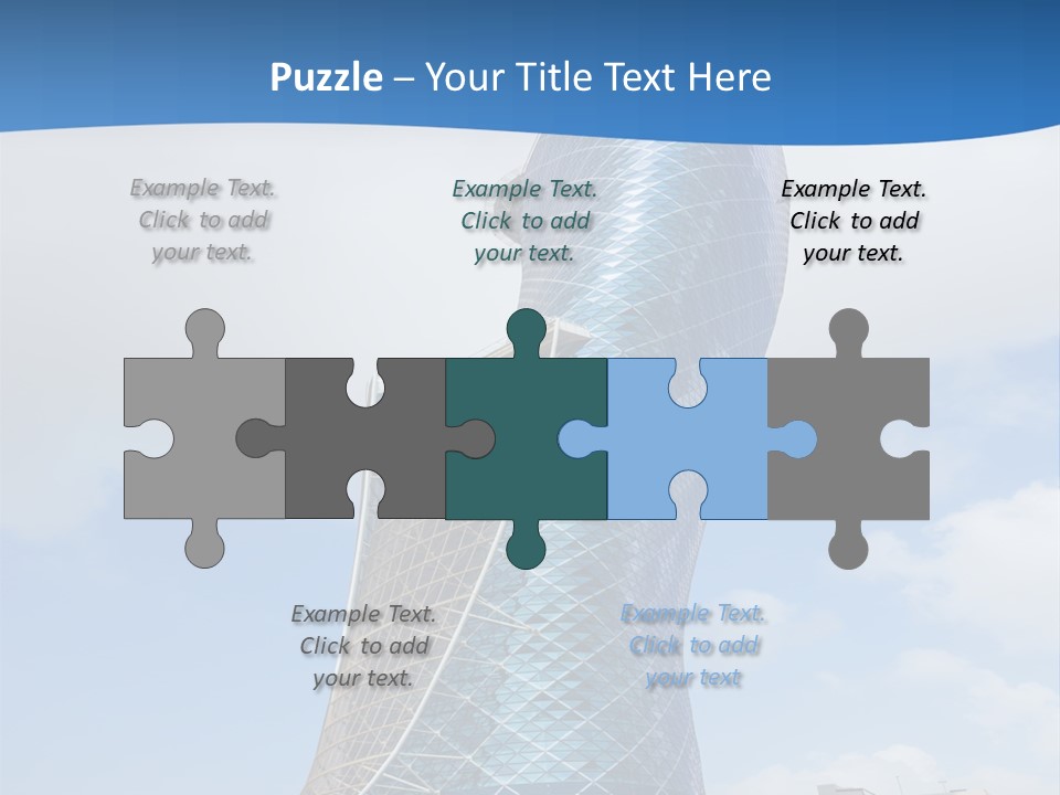 A Large Blue Building With A Sky Background PowerPoint Template