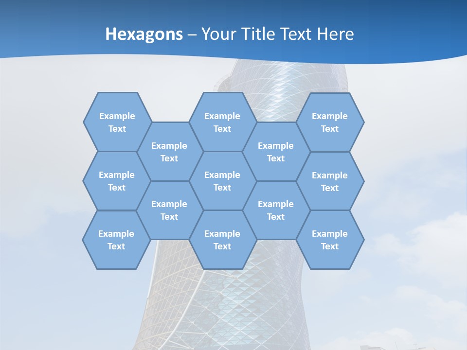 A Large Blue Building With A Sky Background PowerPoint Template