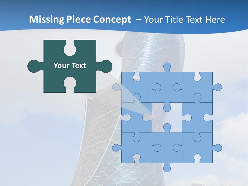 A Large Blue Building With A Sky Background PowerPoint Template